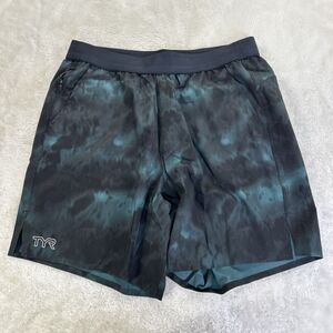 TYR Hydrosphere Shorts 7'' Men's Size M Athletic Fit Deep Teal Stretch Lined